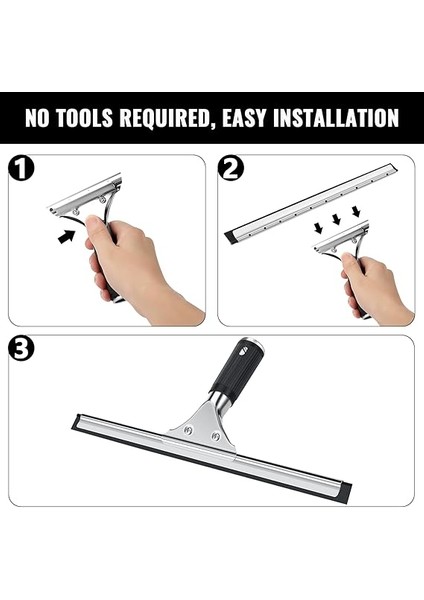 Profesyonel Cam Sileceği, Paslanmaz Çelik, Kauçuk Dudaklı, Duş Çekçeki, Siyah, Duş, Banyo, Ayna, Cam Temizliği, Fayans, Pencere Temizliği, Duş Çekçeki, Pencere Temizleyici Için, 30 cm fırsatları