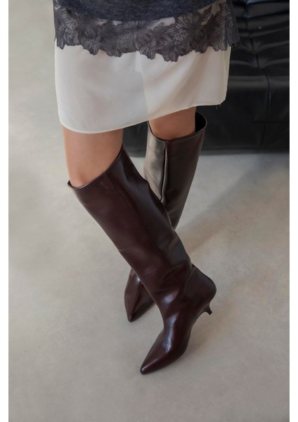 Alessi Kadın Pino Ökçe Deri Çizme Bordo