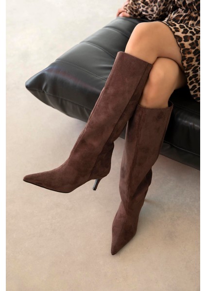 Penka Kadın Süet Çizme Kahve