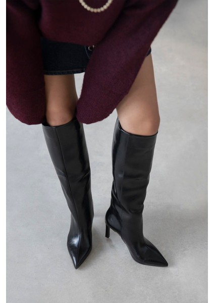 Judd Kadın Kırışık Deri Çizme Siyah modelleri
