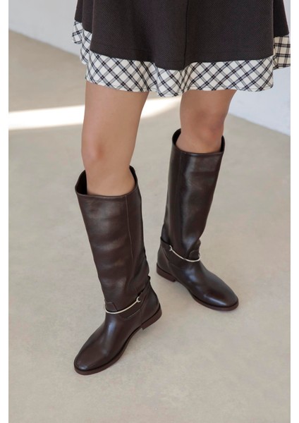 Lena Kadın Aksesuar Detay Deri Çizme Kahve fırsatları