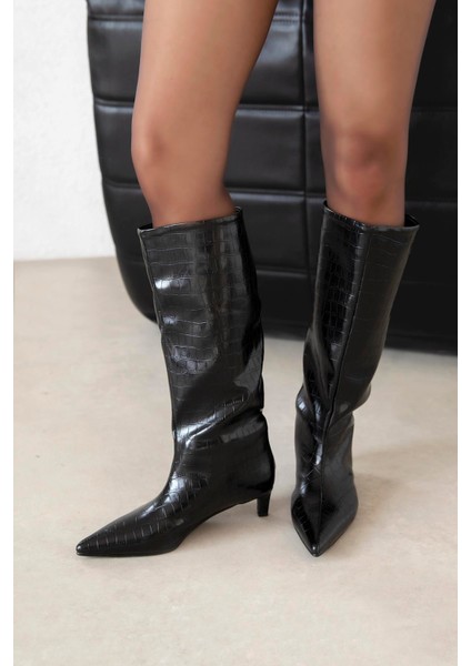 Ella Kadın Kroko Deri Çizme Siyah fiyatları