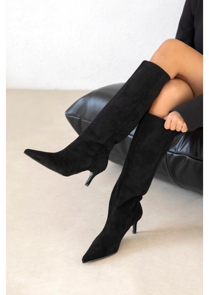 Penka Kadın Süet Çizme Siyah