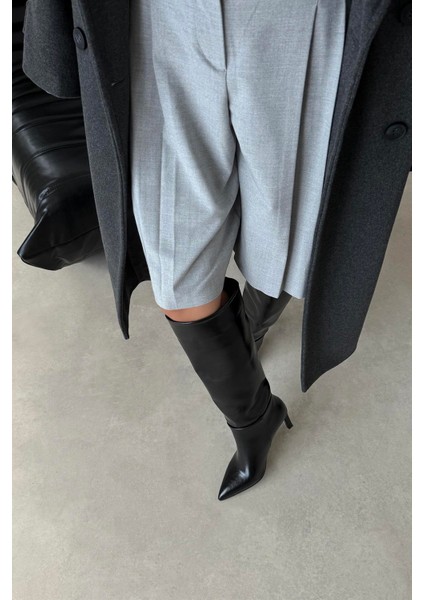 Nadia Kadın Kırışık Deri Çizme Siyah indirimleri