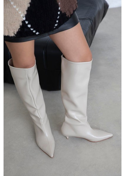 Miranda Kadın Pino Ökçe Kırışık Deri Çizme Bej fiyatları