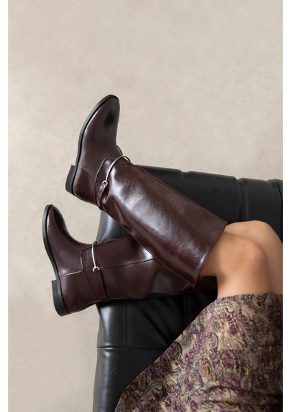 Lena Kadın Aksesuar Detay Deri Çizme Bordo fiyatları