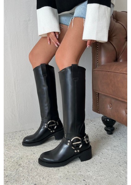 Legend Kadın Kemer Detay Binici Deri Çizme Siyah fiyatları