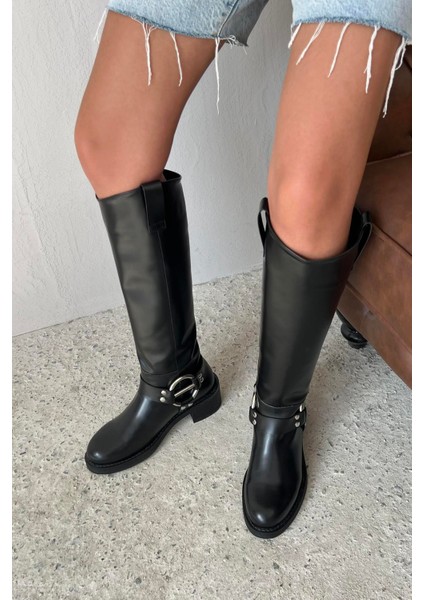 Legend Kadın Kemer Detay Binici Deri Çizme Siyah modelleri