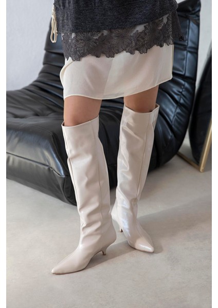 Alessi Kadın Pino Ökçe Deri Çizme Bej