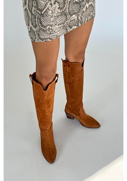 Nemy Kadın Sivri Burun Hakiki Süet Deri Çizme Taba fiyatları