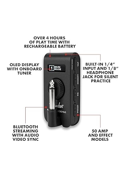 Mustang Micro Plus Kulaklık Amplifikatörü, Şarj Edilebilir Pil, Bluetooth Ses Akışı ve 50 Amper ve Efekt Modelleri, 2 Yıl Garantili fiyatları