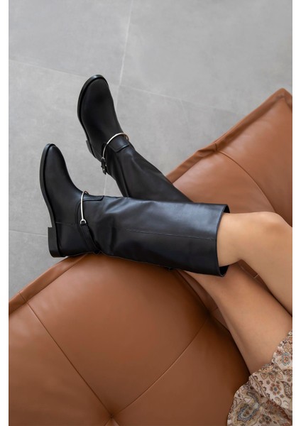 Scott Kadın Aksesuar Detay Hakiki Deri Çizme Siyah fiyatları
