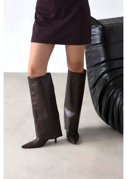 Zack Kadın Tozluk Detay Deri Çizme Kahve fiyatları