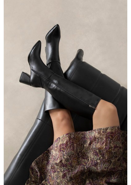 Kamilla Kadın Deri Çizme Siyah