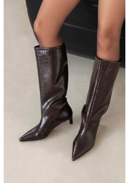 Ella Kadın Kroko Deri Çizme Kahve fiyatları