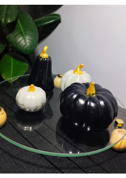 Dekoratif Siyah & Gri Kabak Seti – El Yapımı Şıklık