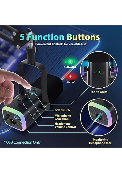 Xlr Streaming Mikrofon Dinamik Podcasting Kiti, Pc Mac Ps4/5 Için USB Oyun, Ses Kaydı, Oyunlar fırsatları