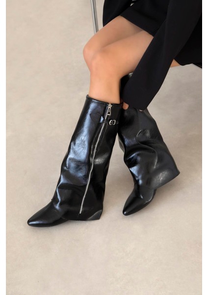 Lotus Kadın Fermuar Detay Deri Çizme Siyah fiyatları