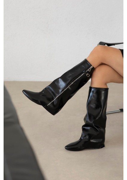 Lotus Kadın Fermuar Detay Deri Çizme Siyah fırsatları