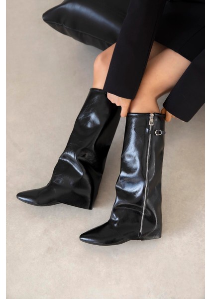 Lotus Kadın Fermuar Detay Deri Çizme Siyah indirimleri