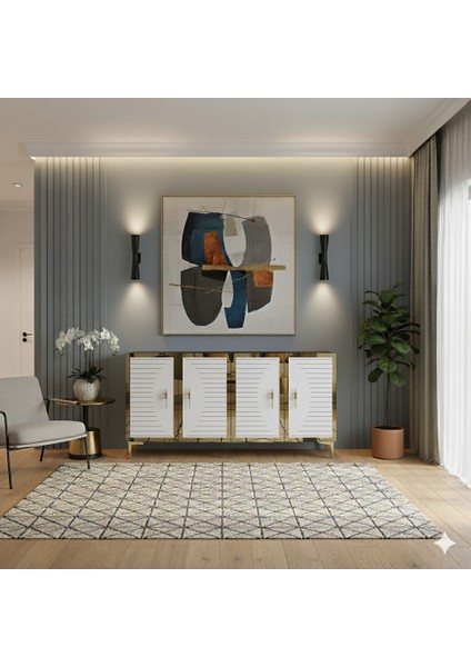 KA1207BG- Tuna Konsol , Tv Sehpası ve Kahve Köşesi 120CM Beyaz- Gold fiyatları