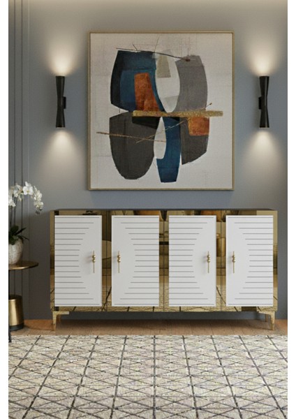 KA1207BG- Tuna Konsol , Tv Sehpası ve Kahve Köşesi 120CM Beyaz- Gold fırsatları