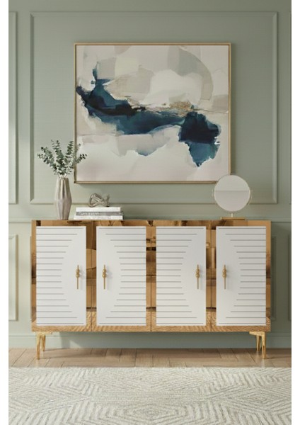 KA1207BG- Tuna Konsol , Tv Sehpası ve Kahve Köşesi 120CM Beyaz- Gold indirimleri