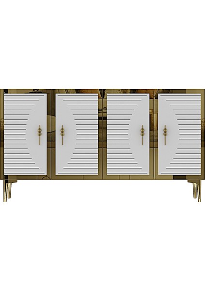 KA1207BG- Tuna Konsol , Tv Sehpası ve Kahve Köşesi 120CM Beyaz- Gold