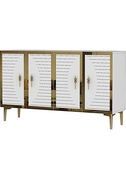 KA1207BG- Tuna Konsol , Tv Sehpası ve Kahve Köşesi 120CM Beyaz- Gold
