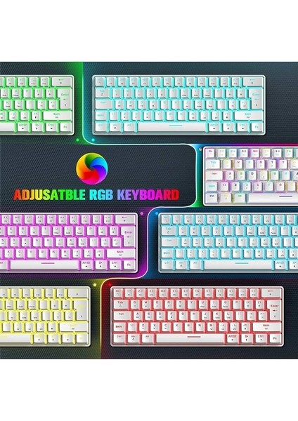 Trol Blue Switch Mini Rgb Oyun Klavyesi Gaming Mekanik 62 Tuşlu 18 Rgb LED USB Tip-C Kablosu Beyaz fırsatları