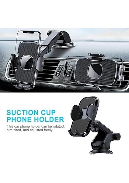 Telefon Tutucu Araç Otomatik Klipsli Araba Telefon Tutucu Ayarlanabilir Cam ve Torpido Için Yüksek Kalite Tutucu indirimleri