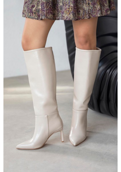 Nadia Kadın Kırışık Deri Çizme Bej fiyatları