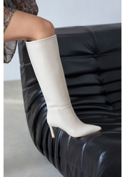 Nadia Kadın Kırışık Deri Çizme Bej modelleri