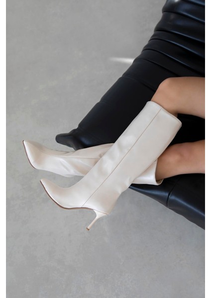 Clara Kadın Kırışık Deri Çizme Bej fiyatları