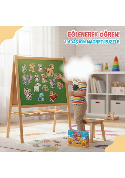 2'li Magnet Puzzle Seti | 1 Alana 1 Bedava | Hayvanları Tanıyorum-Meyveleri Tanıyorum