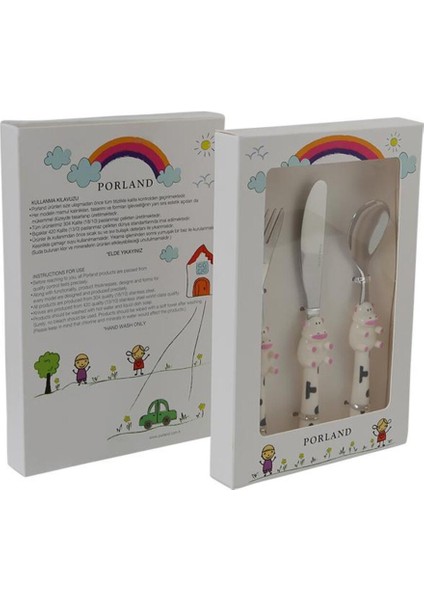 Mini Cow Çocuk Çatal Kaşık Bıçak Takımı 3 Parça fırsatları