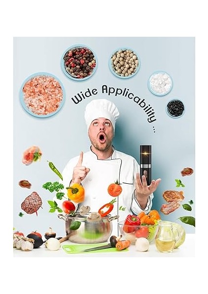 Standlı Tuz Karabiber Değirmeni - 5 Kademe Öğütme Ayarı, LED Işıklı Tasarım, Standlı Kullanım, Tek Elle Otomatik Çalışma, Otomatik Tuz Karabiber Kahve Baharat Öğütücü fiyatları