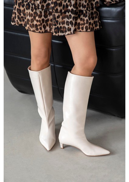 Ella Kadın Kırışık Deri Çizme Bej modelleri