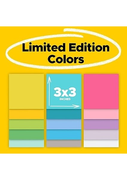 Notes S N Rl Retim S Per Yap Kan Renk Koleksiyonu, 7,62 cm x 7,62 Cm, 15 Ped/paket, 45 Sayfa/ped (654-15SSALL) fiyatları