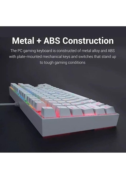 Trol Red Switch Mini Rgb Oyun Klavyesi Gaming Mekanik 62 Tuşlu 18 Rgb LED USB Tip-C Kablosu Beyaz fiyatları