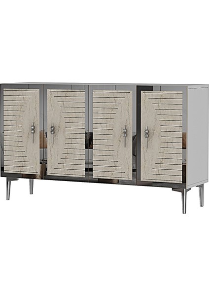 KA1207BTS- Tuna Konsol , Tv Sehpası ve Kahve Köşesi 120CM Beyaz-Traverten-Silver indirimleri