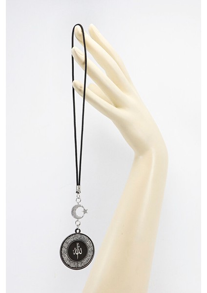 Ay Yıldızlı Siyah Ayetel Kürsi Allah Lafzı Felak Nas Ihlas Dualı Paslanmaz Çelik Araba Ayna Süsü modelleri