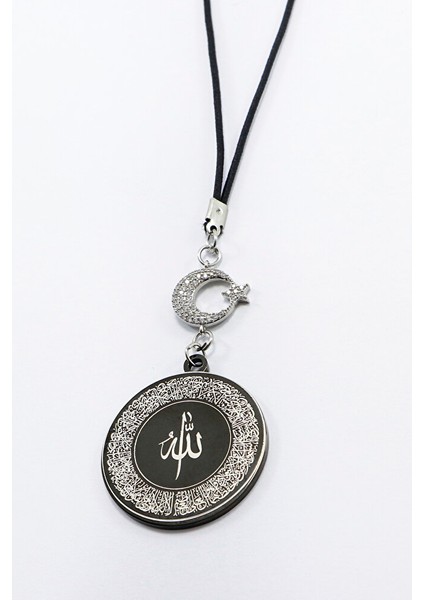 Ay Yıldızlı Siyah Ayetel Kürsi Allah Lafzı Felak Nas Ihlas Dualı Paslanmaz Çelik Araba Ayna Süsü fırsatları