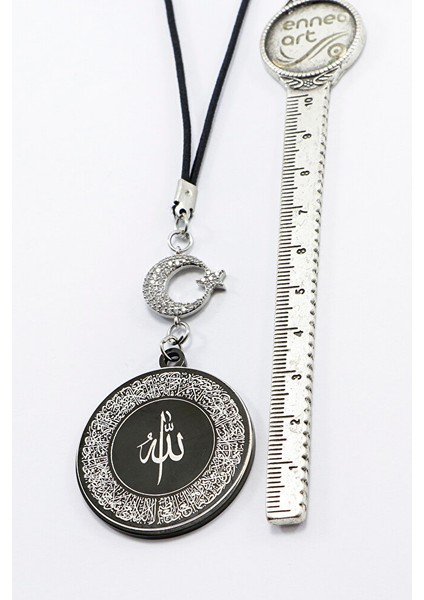 Ay Yıldızlı Siyah Ayetel Kürsi Allah Lafzı Felak Nas Ihlas Dualı Paslanmaz Çelik Araba Ayna Süsü indirimleri