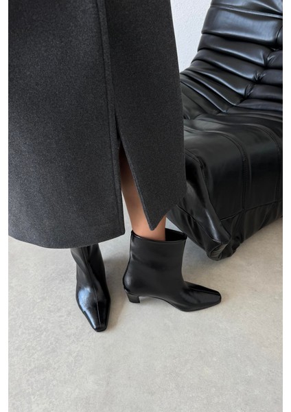 Viva Kadın Kırışık Deri Bot Siyah