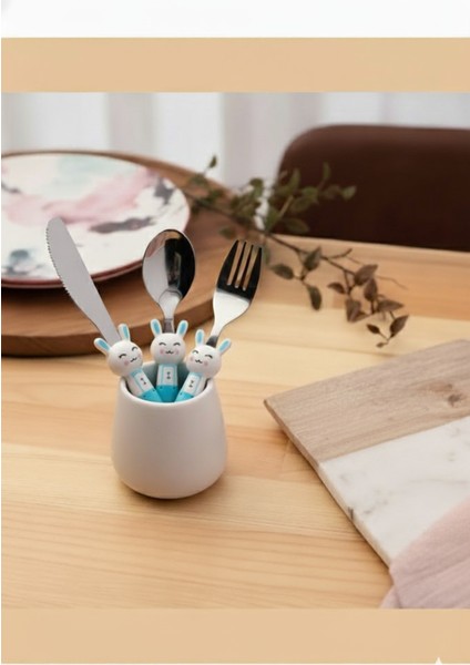 Mini Rabbit Çocuk Çatal Kaşık Bıçak Takımı 3 Parça fiyatları