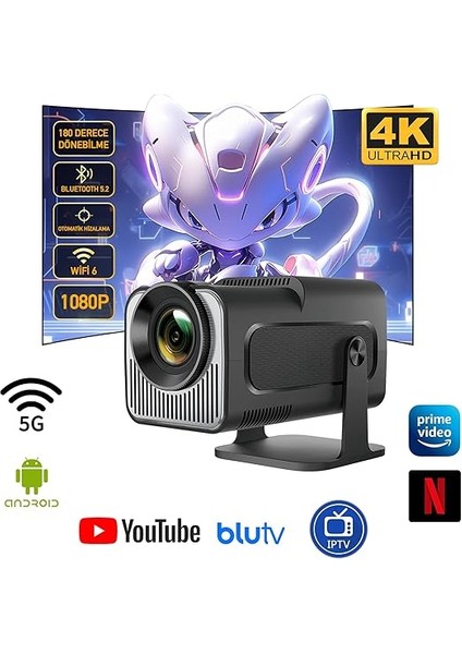 Mini Projektör | Android Tv Android Kurulu Full Hd Projeksiyon Projektör Wi-Fi ve Bluetooth Destekli | Sinema Keyfi | Taşınabilir ve Şık fiyatları