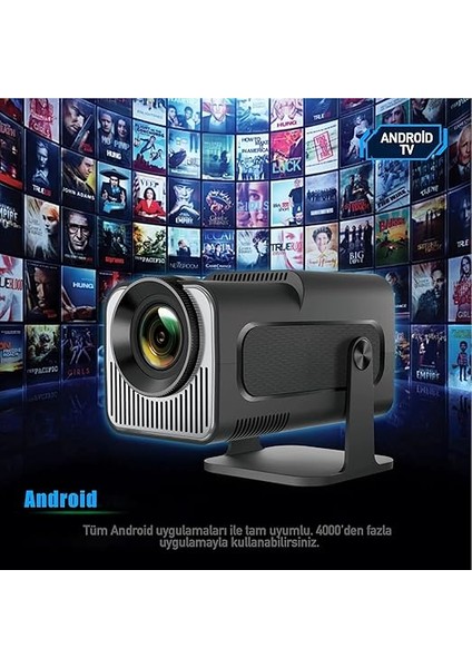 Mini Projektör | Android Tv Android Kurulu Full Hd Projeksiyon Projektör Wi-Fi ve Bluetooth Destekli | Sinema Keyfi | Taşınabilir ve Şık modelleri