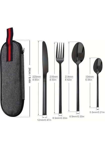 Çantalı Yolculuk Çatal Kaşık Bıçak Seti Kişiye Özel 1. Sınıf Paslanmaz Çelik Ofis Okul Kamp Restaurant C3404 modelleri