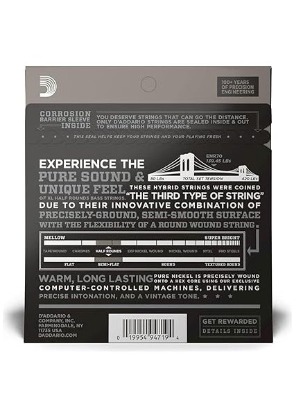 ENR70 Bass Xl Nickel Saitensatz 0,10 cm - 0,24 cm (.040 - .095 Zoll) modelleri